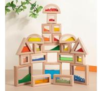 SiaBiced Blocs Construction Acryliques et - Jouets Sensoriels Éducatifs pour Tout-Petits, 23 pièces de Blocs sensoriels en Acrylique, Poids 1.1 kg