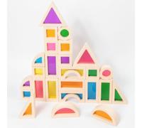 SiaBiced Blocs Construction Acryliques et - Jouets Sensoriels Éducatifs pour Tout-Petits, Ensemble de 25 Blocs Arc-en-Ciel en Acrylique
