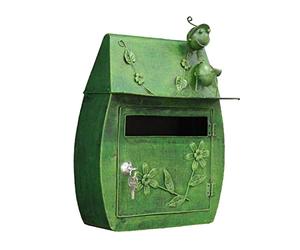 SiaBiced Boîte Aux Lettres Murale Sécurisée Boîte Postale Extérieure Grande Taille Fer Noir Forme Verticale Étanchéité Renforcée pour Usage Collectif Montage S, vert