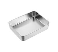 SiaBiced Cake Baking Pan Plat à Servir Rectangulaire En Acier Inoxydable Plaque à Pâtisserie et Tiramisu Fond Épais Antiadhésif Entretien Simple Adapté Goûters, 28x22x6cm