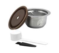 SiaBiced Capsule de Café Réutilisable Set Filtre Recharge Accessoires Couvercle Silicone Cuillère Acier Inox Brosse Nettoyage Pratique Extraction Profonde, 80ml