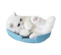 SiaBiced Chat Endormi en Peluche Réaliste, Jouet en Polyéthylène avec Synthétique, Idéal comme Cadeau Ou Décoration, Chat Blanc