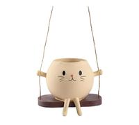 SiaBiced Chat Pot de Fleur Résine Créatif Ornement Chat Drainage Adapté pour Bureau Maison Décoration Table Étagère Chambre Salon, Balançoire