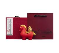 SiaBiced Cheval Statue Animal Cheval Sculpture Figurine Décorative Ornement Moderne Résine Adaptée pour Décoration Cheminée Cabinet Bureau, Boîte Cadeau Rouge En Forme de Gourde