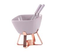 SiaBiced Chocolat Fondue Pot Ensemble Fondue Chocolat avec Fourchettes Bol Fondue Céramique Chauffe-plat pour Caramel Appareil Fondue Fromage Adapté à La Maiso, or Rose Violet