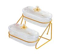 SiaBiced Coupe à Fruits, Saladier, Plateau à Deux étages, Rangement pour Amuse-gueules pour Réception de Mariage, Buffet, Cuisine, fleur claire