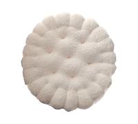 SiaBiced Coussin Biscuit Confortable Rond Épais avec Design Biscuit Original Coussin Décoratif pour Chaise et Sol Adapté à La Chambre Salon Balcon Bureau Médit, Rond Beige Blanc
