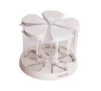 SiaBiced Distributeur de Céréales, Récipient pour Aliments Secs, Distributeur Rotatif Réutilisable à 360° pour Riz, Haricots, Cacahuètes et En-cas, Base Blanche