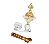 SiaBiced Encensoir Arabe Porte-encens Diffuseur d'Arôme Ornements Décoratifs Support à Cône en Verre et Fer avec Pince Raffiné pour Centre de Table