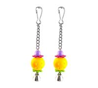 SiaBiced Ensemble de 2 Jouets pour Oiseaux : Balle à Mâcher avec Clochette, Accessoires pour Cage, Perchoir, Matériaux : PP et Métal. Convient Aux Perruches et, Jaune