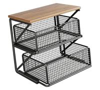 SiaBiced Étagère de Cuisine avec Tiroir, Plateau à Café et Rangement de Bureau pour Tasses, Sachets de Thé et Cafetière, Noir S