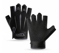 SiaBiced Gants Cyclisme mi-Doigt Anti-Glisse, Noir et Gris | Polyester, tissu respirant, fermeture auto-agrippante, prise sûre, xtérité améliorée, silicone, pour la course, pour hommes