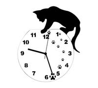 SiaBiced Horloge Murale Silencieuse Chat Déco Moderne Fonctionnement Précis Matière Acrylique sans Bruit Adaptée à Chambre Salon Bureau Cuisine Salle de, Empreinte