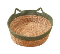 SiaBiced Lit pour Chat Panier Chaton Niche Chien Coussin Paille Respirant Lavable Adapté Aux Chats Chiens Salon Chambre Intérieure, Vert 35cmx13cm