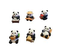 SiaBiced Lot de 6 Figurines de Pandas pour La Décoration de Table, Objets de Collection, Animaux de Dessin Animé Modernes.
