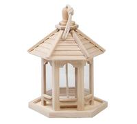 SiaBiced Mangeoire à Oiseaux Suspendue en Bois avec Panneaux Clairs pour Vérifier la Quantité Design Hexagonal Classique Adaptée à l'Ornement