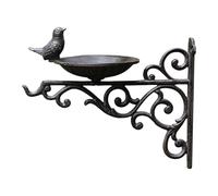 SiaBiced Mangeoire Murale pour Oiseaux Fontaine Murale Plateau de Bain Support Suspendu Fer Décoratif Installation Facile Adapté Jardin Balcon Entrée, 27x23.5cm