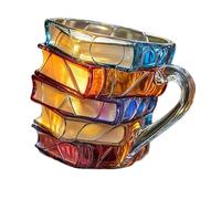 SiaBiced Mug Original en Forme de Pile de Livres, Tasse à Café Peinte à la Main en Résine, Tasse Livre Décorée, Design Vintage 3D, pour Lecteurs et Amateurs de Café, 260 ml