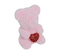 SiaBiced Ours En Peluche En Forme de Cœur, Décoration En Mousse Scintillante, Idéal Comme Cadeau pour Une Petite Amie, Une épouse, Une Maman, Un Anniversaire O, Rose Blanc