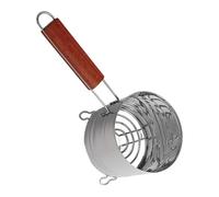 SiaBiced Panier à Charbon en Acier Inoxydable avec Poignée en Bois, Support à Charbon de Bois D'extérieur, Panier à Charbon de Bois Compact, Amovible et Sé, 30 Cm X 13.9 Cm
