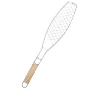 SiaBiced Panier à Poisson pour Griller, Ustensile de Cuisine Pliable avec Manche En Bois et Matériau En Fer Robuste, Facile à Nettoyer et à, Convient Po, Poignée plate