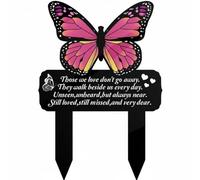 SiaBiced Plaque Commémorative en Fer Forme Cœur, Plaque Commémorative Papillon Rose Et Noir avec Inscription Those We Love Don T Go Away