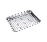 SiaBiced Plaque de Cuisson et Grille de Refroidissement, Plaque de Cuisson Multifonction pour Four, Plateau égouttoir à Huile pour Barbecue, Friture Maison Cro
