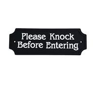 SiaBiced Plaque de Jardin PVC Robuste avec Vis Panneau Mural Résistant Aux Intempéries Plaque de Porte Décorative Message D'Avertissement Adaptée pour Entrée B, s'il Vous plaît Frapper Avant d'entrer