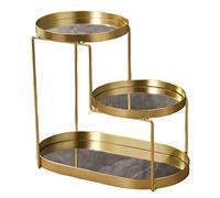 SiaBiced Plateau de Rangement Salle de Bain Support Accessoires Étagère Trois Niveaux Plateaux Multifonction En Fer et Verre Élégant et Robuste Adapté pour