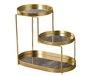 SiaBiced Plateau de Rangement Salle de Bain Support Accessoires Étagère Trois Niveaux Plateaux Multifonction En Fer et Verre Élégant et Robuste Adapté pour