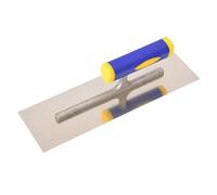 SiaBiced Plâtoir En Acier Inoxydable Outil de Finition Plâtrage Taloche Base Antidérapante Poignée Ergonomique Adapté Au Carrelage Béton Placoplâtre Rénovation, 240mmx90mm
