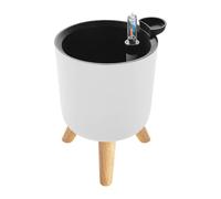 SiaBiced Pot de Fleurs Auto-arrosant sur Pieds en Bois Bac à Fleur Indicateur d'eau Conception Décorative Contemporaine Adapté Maison Bureau Jardin Balcon, Blanc 20.5 X 18.5 Cm