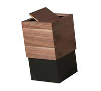 SiaBiced Poubelle En Bois Couvercle Poubelle Moderne Japonais Carré En Bois Balançoire Haut Poubelle Amovible avec Couvercle Pivotant Poubelle, marron foncé