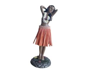 SiaBiced Poupée Hawaïenne Statuette de Danseuse Miniature Ornements Artisanat Résine Figurine Décorative Danseuse Balancée Adaptée pour Table, orange