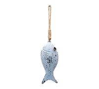 SiaBiced Sculpture D'Art Murale En Bois Poisson Suspendu Ornement Décoratif Poisson Bois Suspension Nautique Vintage Convient pour Chambre Bébé Séjour Patio Ma, Bleu Clair