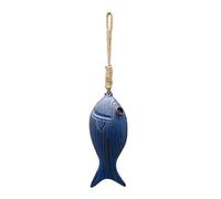 SiaBiced Sculpture D'Art Murale En Bois Poisson Suspendu Ornement Décoratif Poisson Bois Suspension Nautique Vintage Convient pour Chambre Bébé Séjour Patio Ma, Bleu Profond