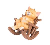 SiaBiced Statue Animale Miniature Figurine Sculpture Rocking Chair Résine Décorative pour Étagère Ornement de Table Adaptée à Bureau Salon Cadeau Décoration Ma, Chat Jaune