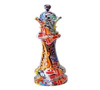 SiaBiced Statue de Pièce D'échecs, Figurine Décorative et, Design Graffiti en Résine Peinte à La Main pour Salon, Bureau Ou Cave, 15x15x44cm A