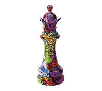 SiaBiced Statue de Pièce D'échecs, Figurine Décorative et, Design Graffiti en Résine Peinte à La Main pour Salon, Bureau Ou Cave, 15x15x44cm