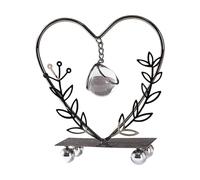SiaBiced Statue Feuille Figurine Boule Métal Ornement Fer Sculpture Maison Cabinet Table Design Créatif Collection Convient Chambre Salon Bureau Hôtel, Coeur Noir Gris
