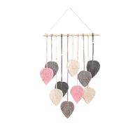SiaBiced Tapisserie Murale Décorative à Motif de Feuilles en Macramé Tissé avec Pompons, Style, Idéale pour Le Salon, La Chambre Ou Une Convien, Gris