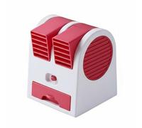 SiaBiced Ventilateur de Bureau Usb Mini Refroidisseur d'Air Portable avec Deux Bouches Ajustables et Réservoir à Glace et eau pour Souffle Rafraîchissant, Rouge, Rechargeable