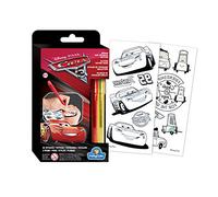 SIAD - Lot de 50 tatouages Cars à colorier (dessins assortis) avec 2 stylos paillettes, multicolore, 33303