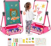 Siairo Chevalet pour Enfants, Enfant Chevalet avec magnétique/tableau blanc, Rotation à 360° pour les enfants à partir (rose)
