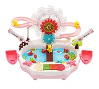 Siairo Escalier d’Escalade Jouet, 3-en-1 Jeu de pêche Multifonctionnel avec Toboggan, Poissons,2 Cannes à pêche,3 Canards, Jeux de Montagnes Russes avec lumières et Musique, Duck Grande Roue Piste