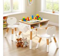 Siairo Table Enfant avec 2 Chaises, Hauteur réglable Bureau pour Enfant avec Espace de Rangement et Chaise, 55 x 40 x 55 cm, Table Polyvalente pour Manger, Etudier et Jouer