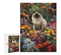 Siam Cat in Flowers Puzzle 1000 Pièces Educa Jouet en Bois Cadeau Unique Décoration Intérieure Jeu Éducatif Challenge Toy Adultes Et Enfants À Partir De 14 Ans 500 PCS