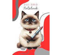 Siamese Cat Dot Grid Notebook - Red & Gray Abstract Design: Ideal for bullet journaling, sketching, note-taking, or planning. Size 6x9 and 100 pages.