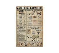 Siamois Chat Connaissance Affiche Métal Signe Art Plaque Murale Décor Infographie Affiche Fer Peinture Aluminium Signe pour L'école Éducation Ferme Hommes Cave Bar Yoga Décoration Extérieure 8x12in