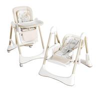 Sianldcone Cuir PU Chaise Haute Bébé, Chaises Hautes avec Fonction de Balancelle, Chaise Haute Plateau Double Couche (8121 White)